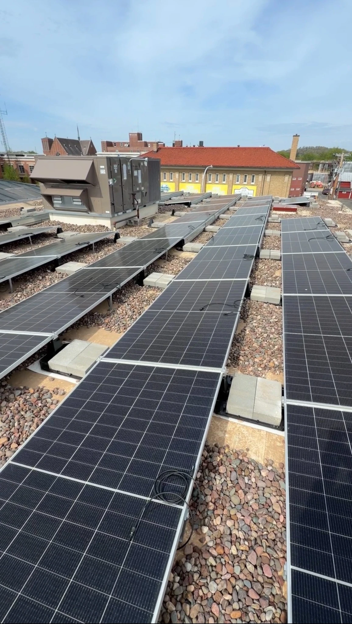 Close-up of solar panel array at Sparta Library