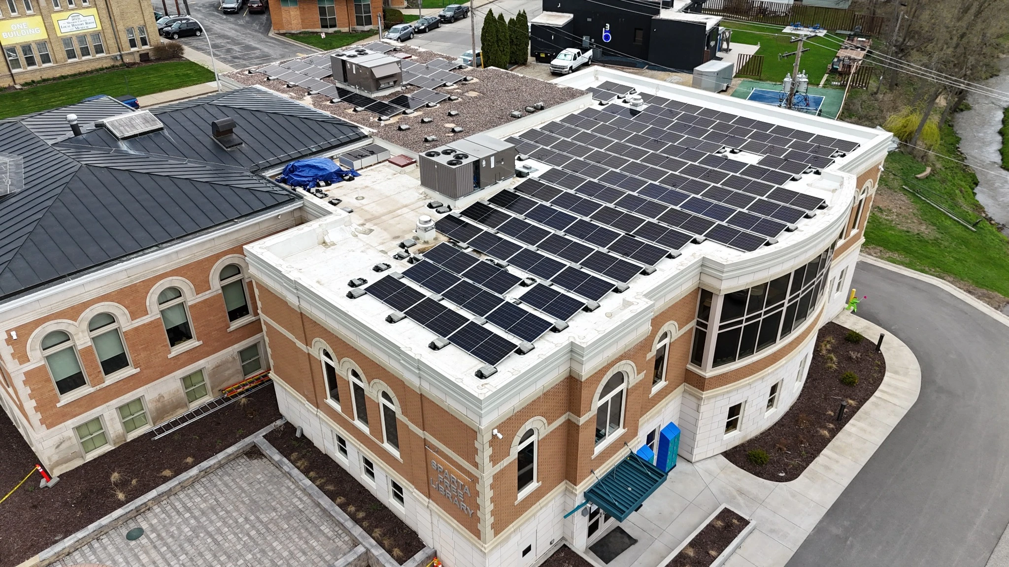 Sparta Library solar installation construction progress