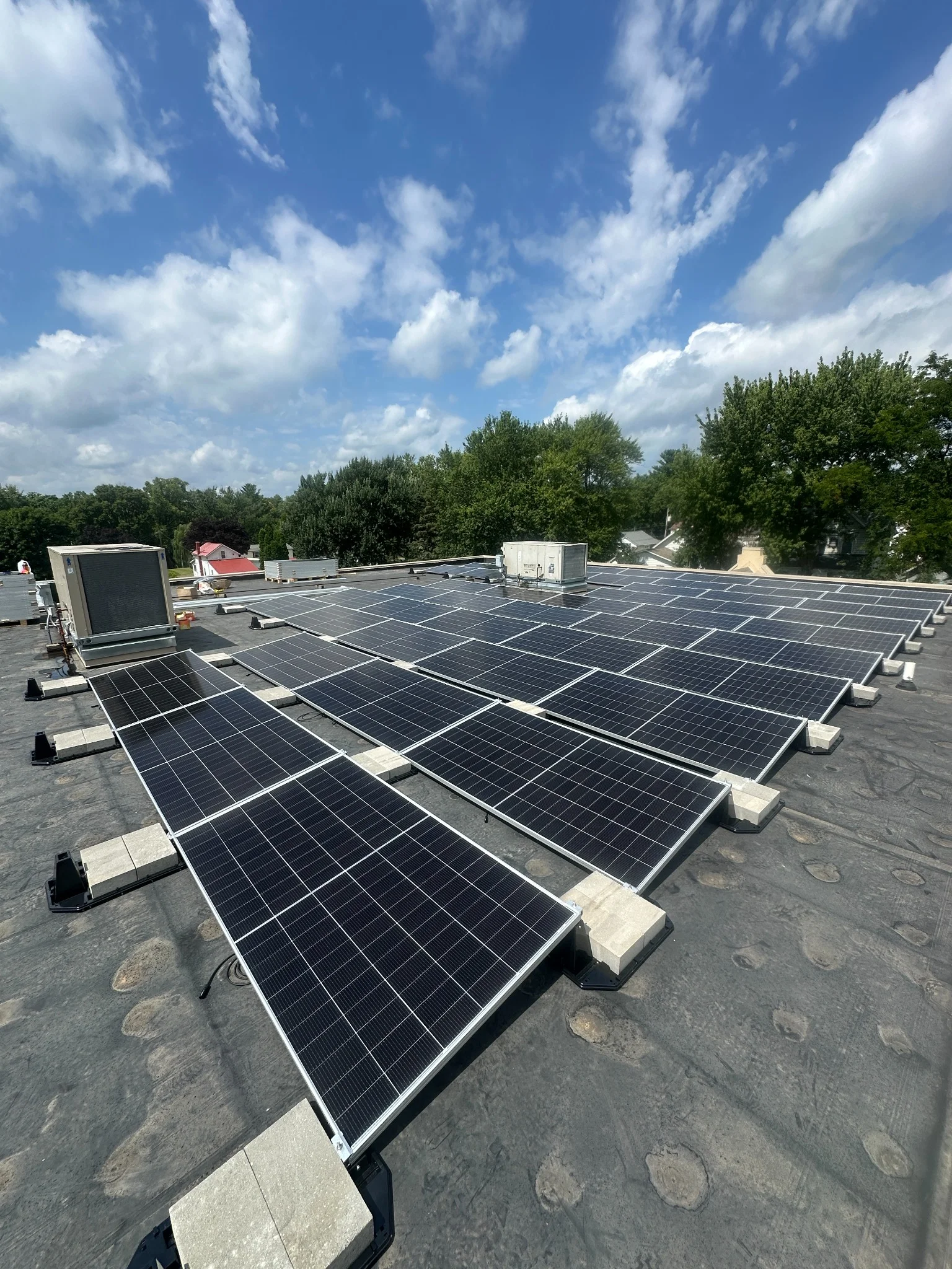 Standing seam metal roof solar array installed at Trinity Lutheran Church